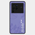 Customized luxury Purple leaves Glossy Metal Case Cove For Vivo X80 Pro 5G