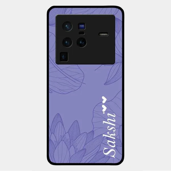 Customized luxury Purple leaves Glossy Metal Case Cove For Vivo X80 Pro 5G