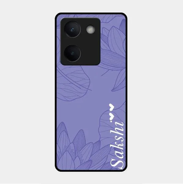 Customized luxury Purple leaves Glossy Metal Case Cove For Vivo Y200 Pro 5G