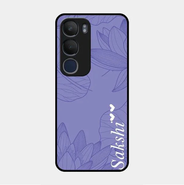 Customized luxury Purple leaves Glossy Metal Case Cove For Vivo Y29 5G