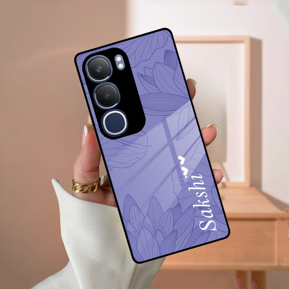 Customized luxury Purple leaves Glossy Metal Case Cover For Vivo