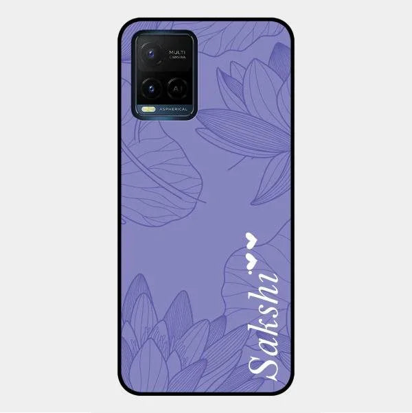 Customized luxury Purple leaves Glossy Metal Case Cove For Vivo Y33T