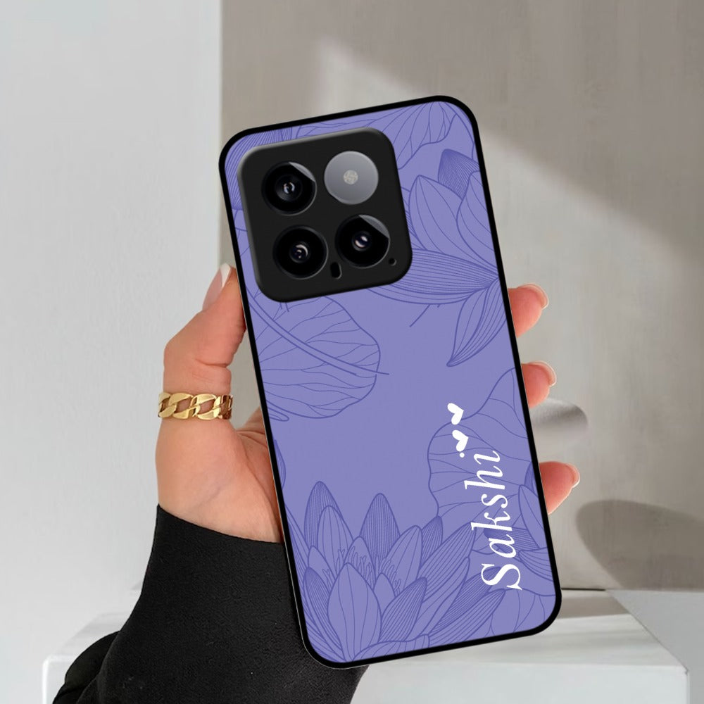 Customized luxury Purple leaves Glossy Metal Case Cover For Redmi