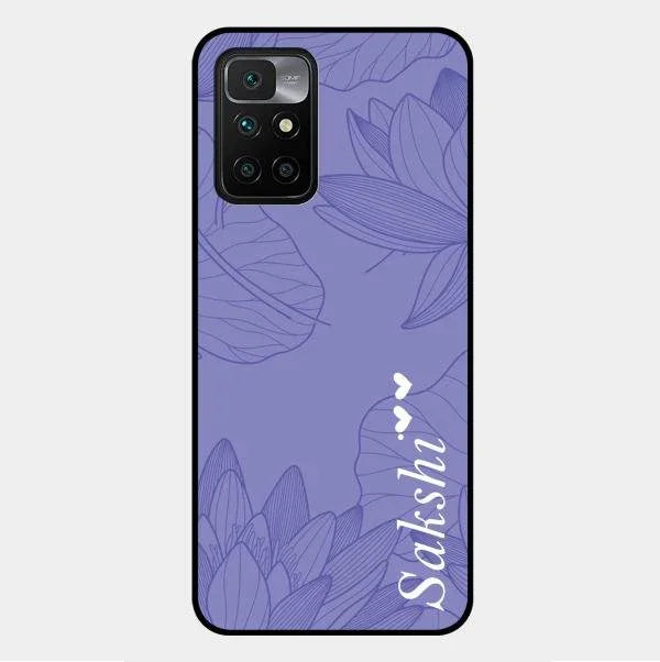 Customized luxury Purple leaves Glossy Metal Case Cove For Xiaomi Redmi 10 Prime