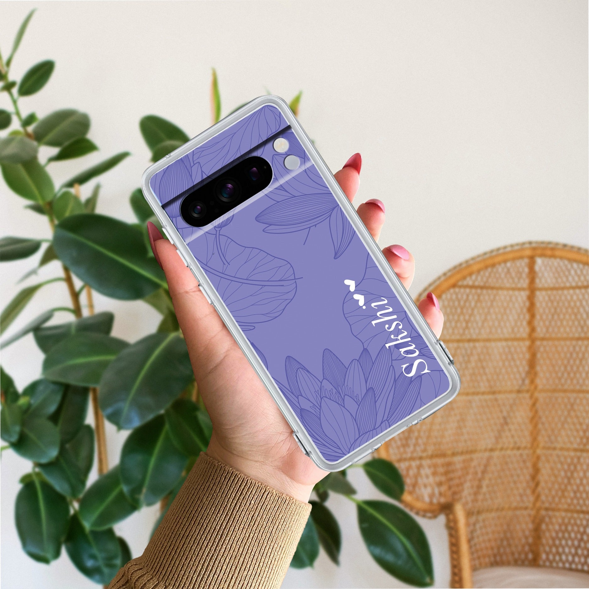 Customized luxury Purple leaves Anti Yellow Case ForGoogle Pixel 8 Pro 5G