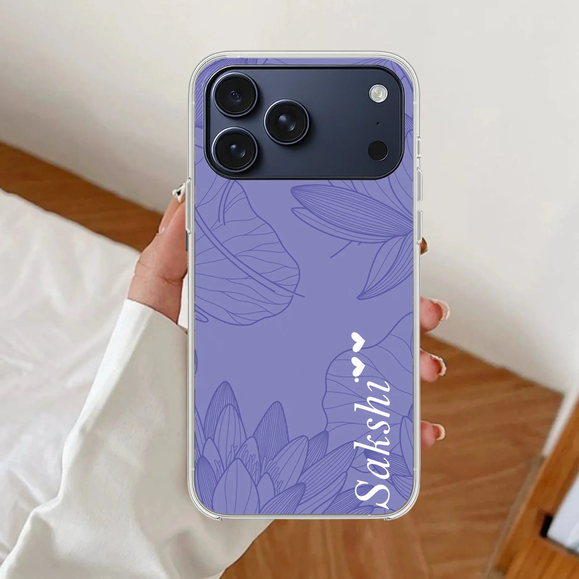 Customized luxury Purple leaves Transparent Silicon Case For iPhone - ShopOnCliQ