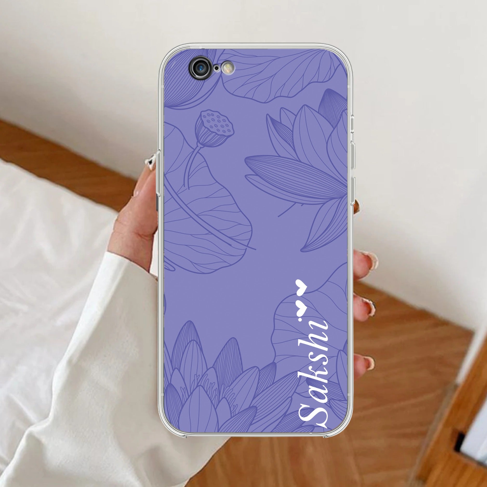 Customized luxury Purple leaves Transparent Silicon Case For iPhone 7 / iPhone 8 / iPhone Se 2020