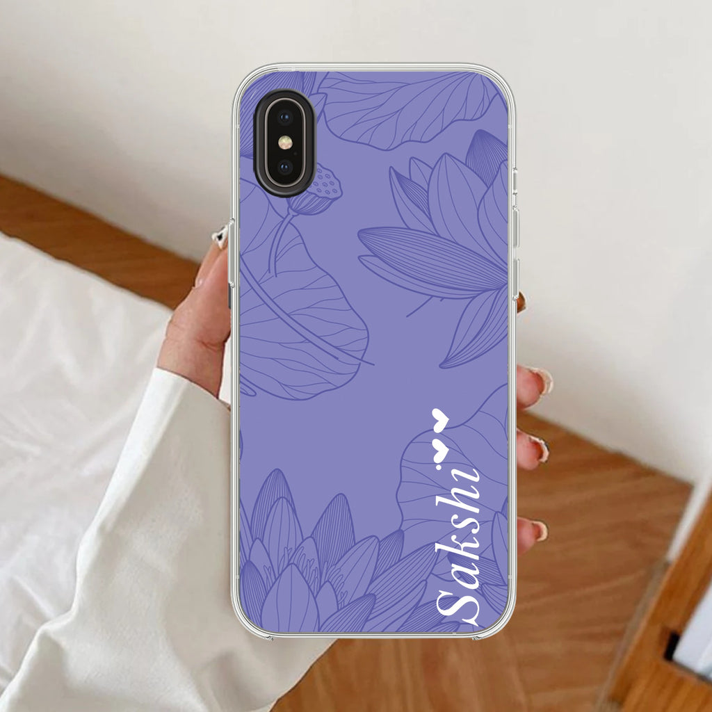 Customized luxury Purple leaves Anti Yellow Clear Case For iPhone Xs Max