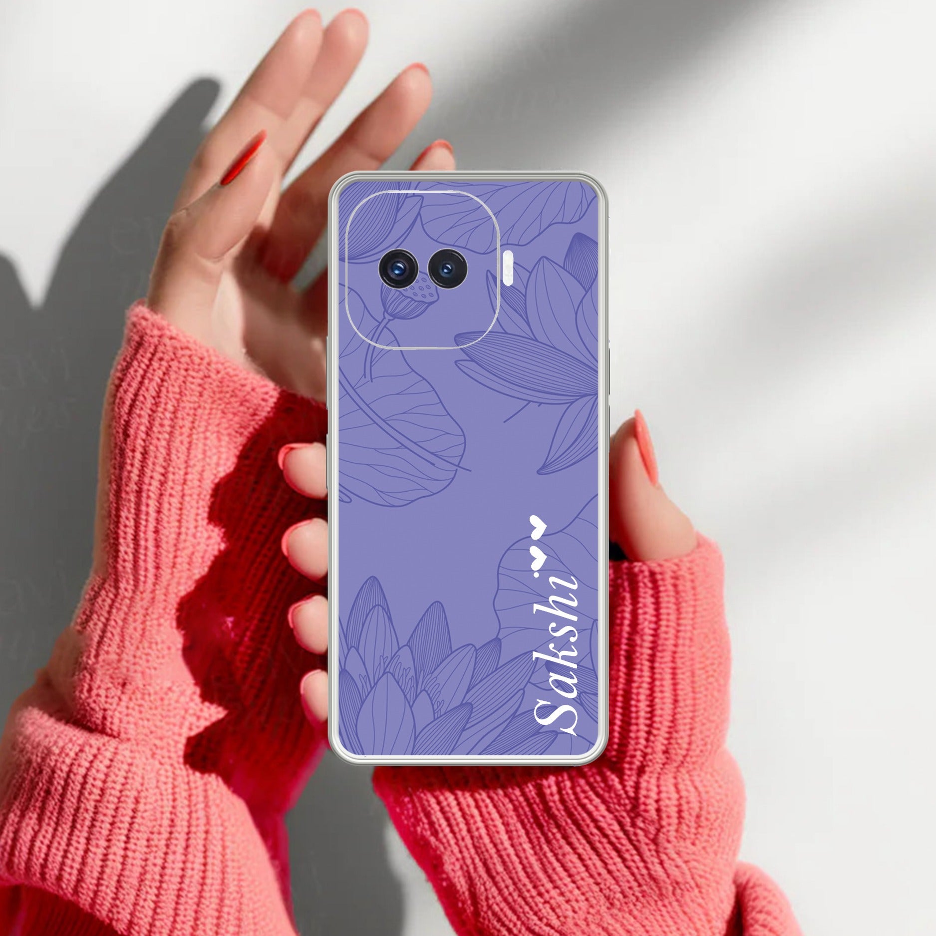 Customized luxury Purple leaves Transparent Silicon Case For iQOO