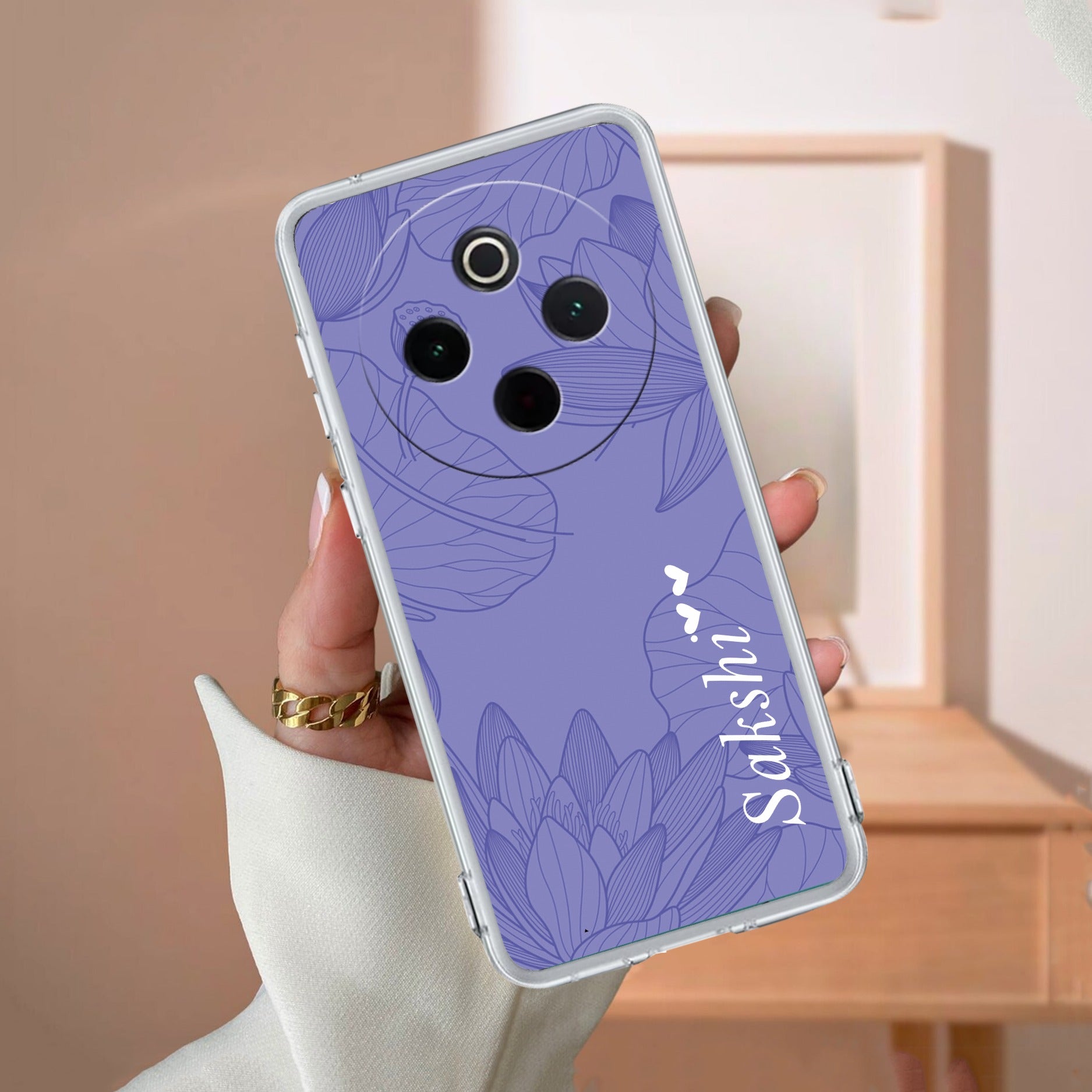 Customized luxury Purple leaves Transparent Silicon Case For iQOO - ShopOnCliQ