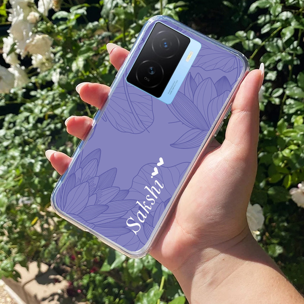 Customized luxury Purple leaves Transparent Silicon Case For iQOO Z7s 5G
