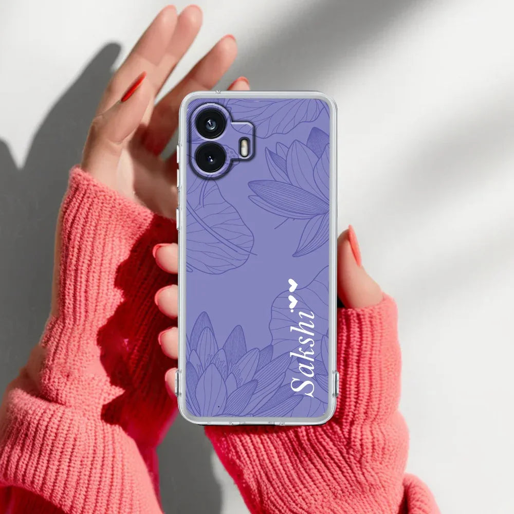 Customized luxury Purple leaves Transparent Silicon Case For Nothing - ShopOnCliQ