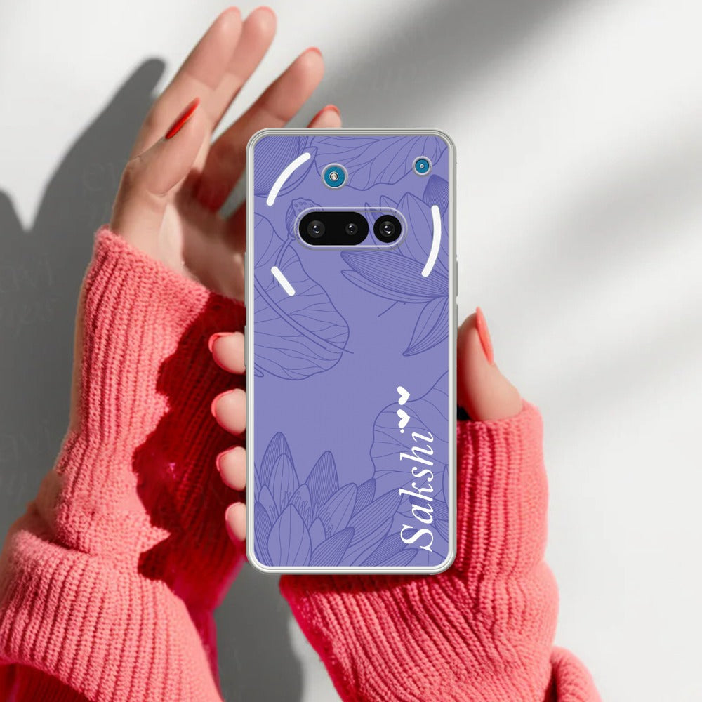 Customized luxury Purple leaves Transparent Silicon Case For Nothing