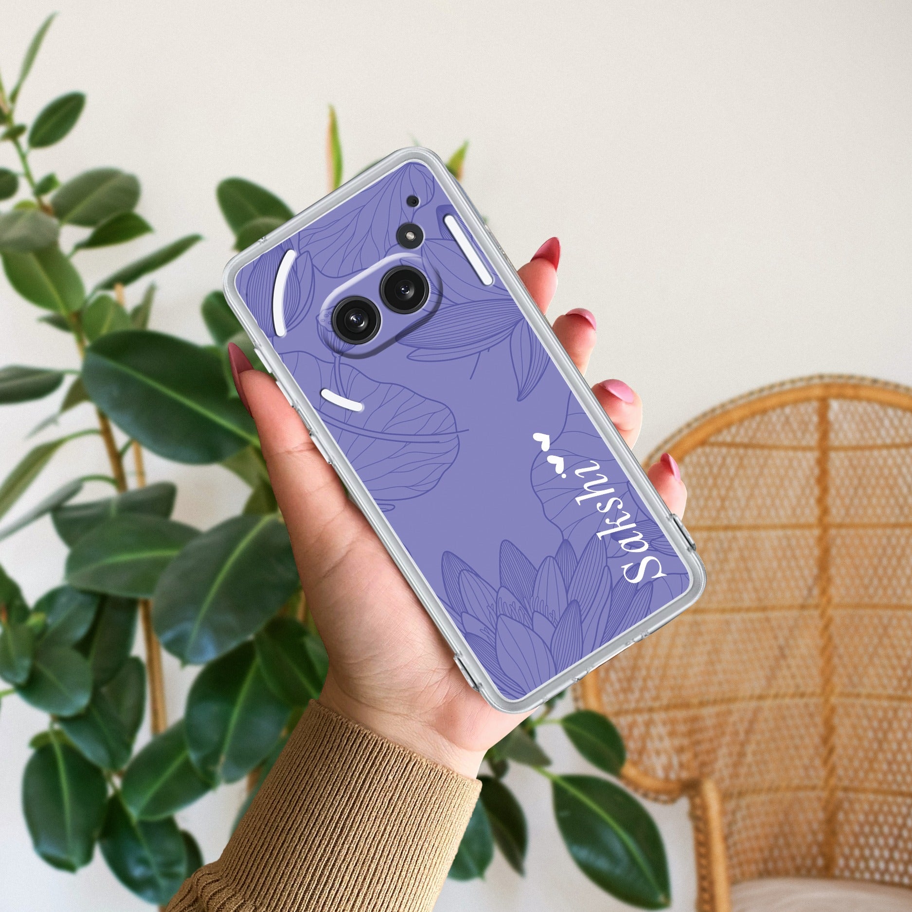 Customized luxury Purple leaves Anti Yellow Case For Nothing Phone 2a Plus