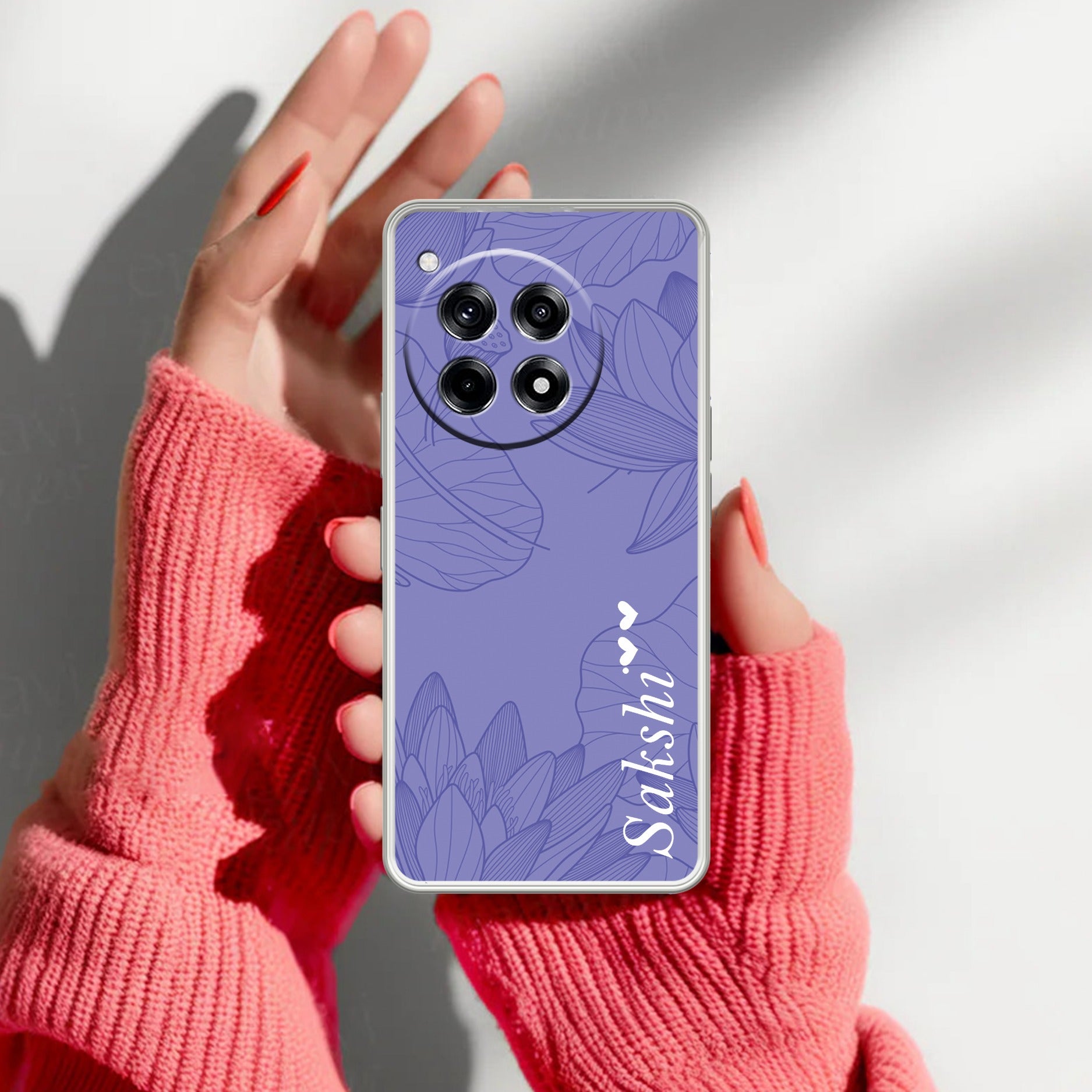 Customized luxury Purple leaves Transparent Silicon Case For OnePlus