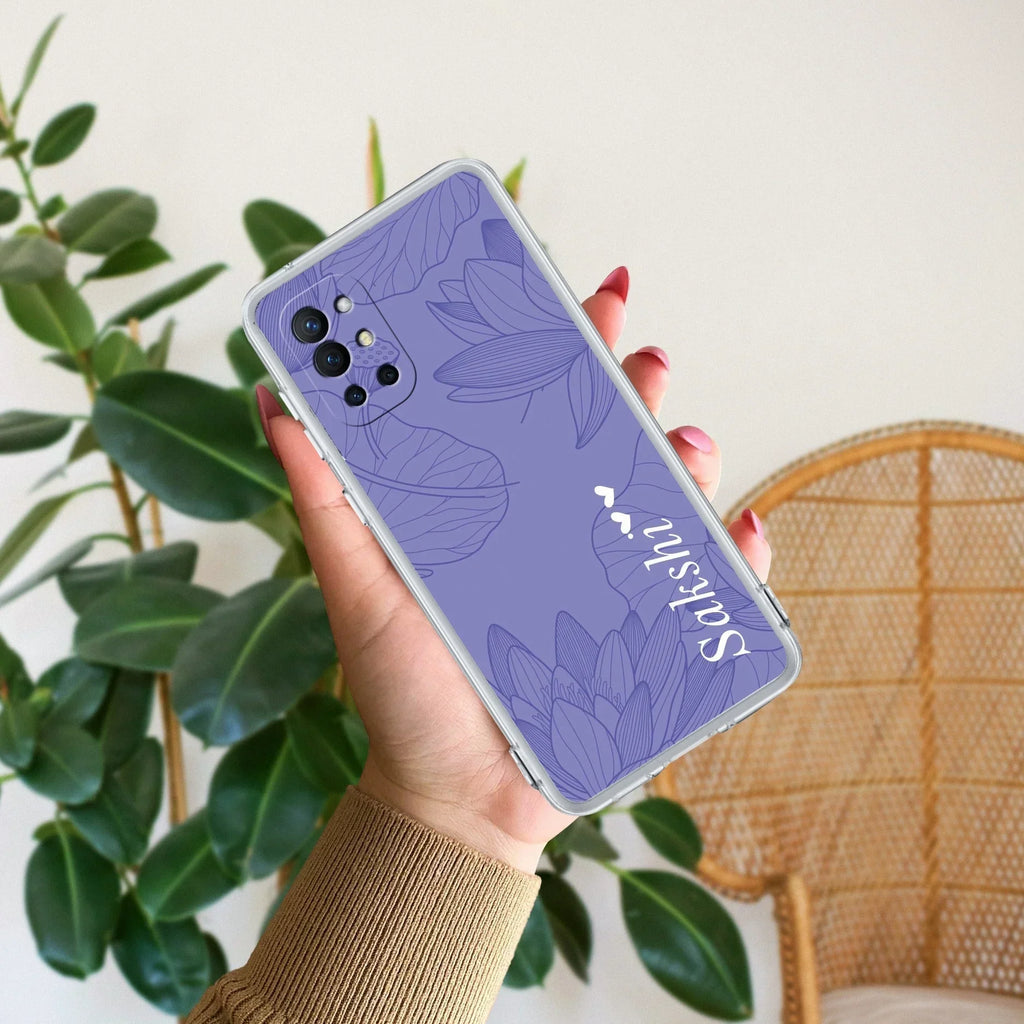 Customized luxury Purple leaves Transparent Silicon Case For OnePlus 8t / OnePlus 9R
