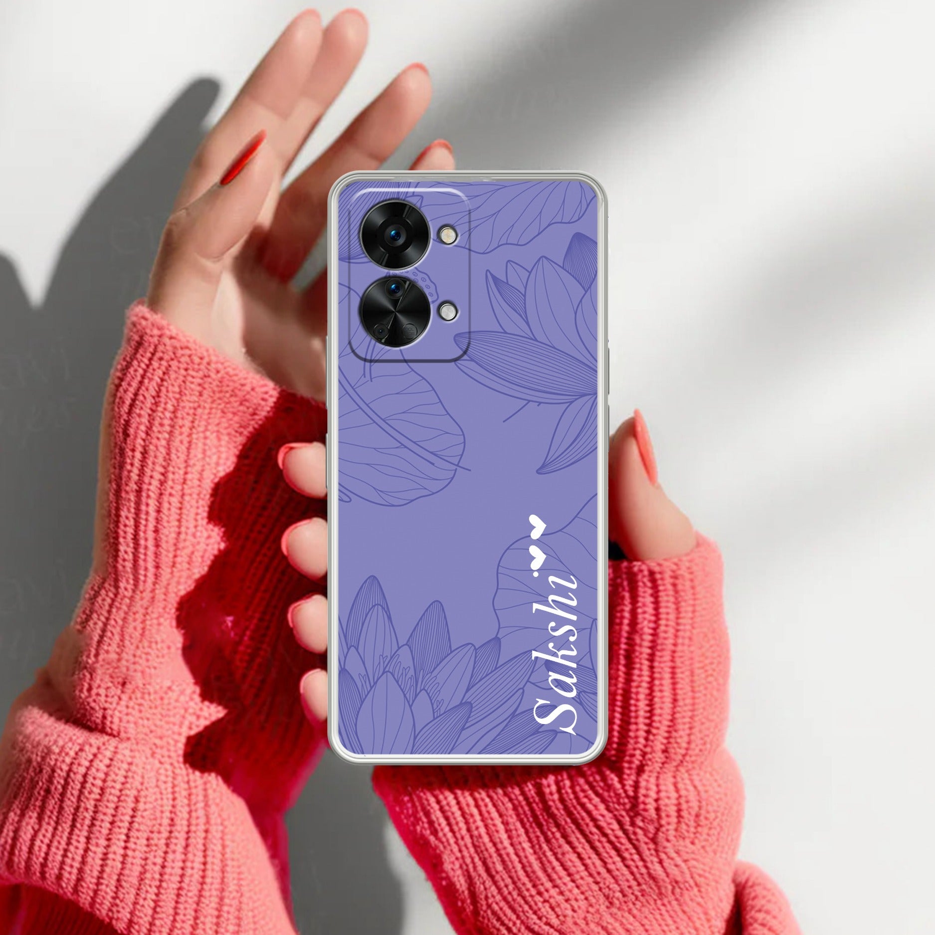 Customized luxury Purple leaves Transparent Silicon Case For OnePlus Nord 2T 5G