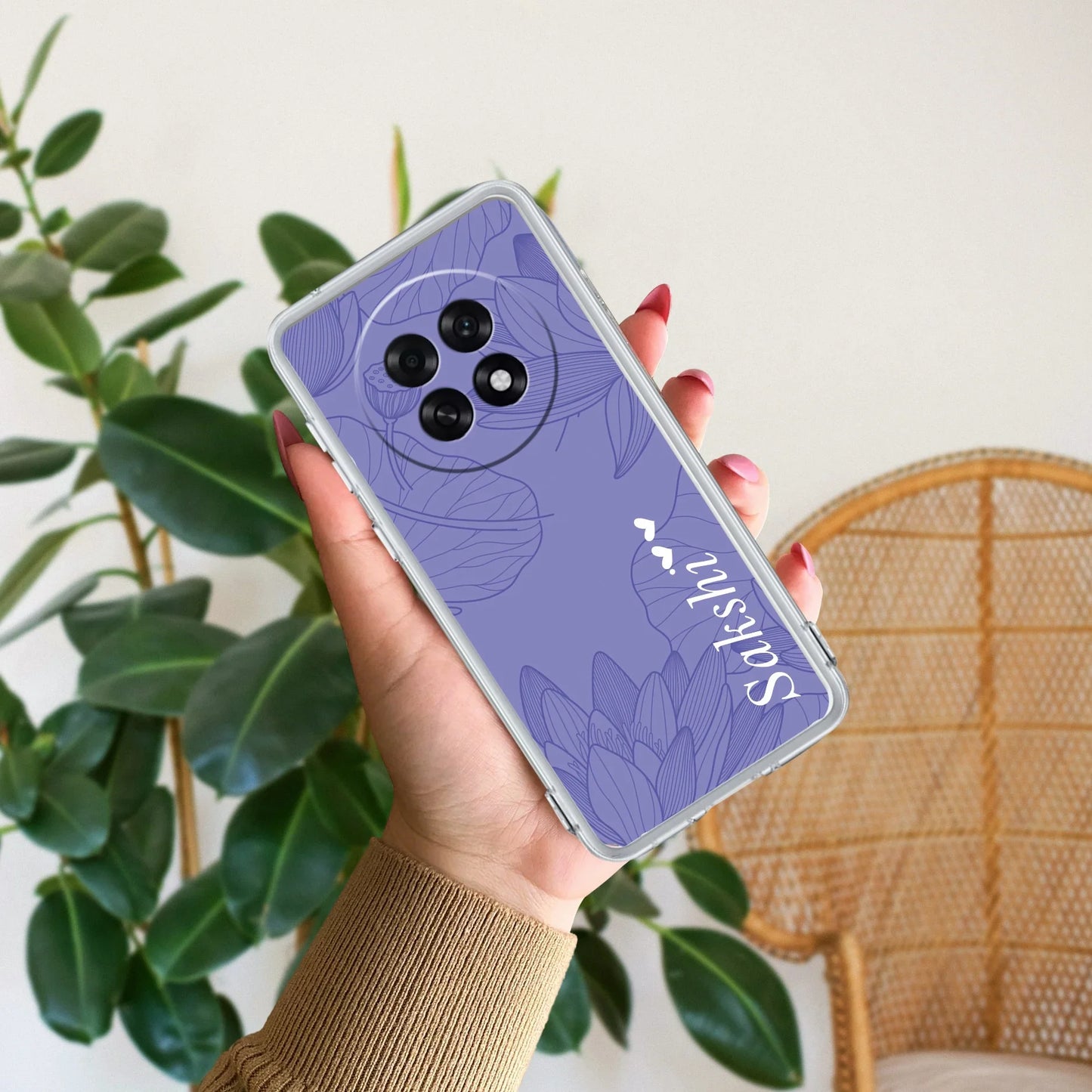 Customized luxury Purple leaves Transparent Silicon Case For Oppo - ShopOnCliQ