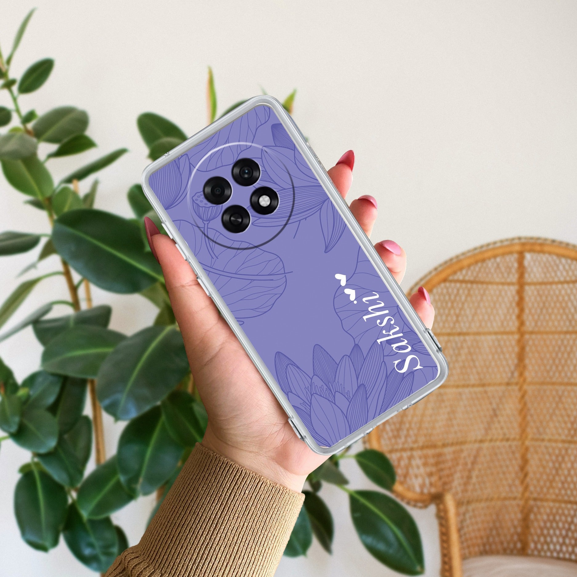 Customized luxury Purple leaves Anti Yellow Case ForOppo F31 Pro Plus 5G