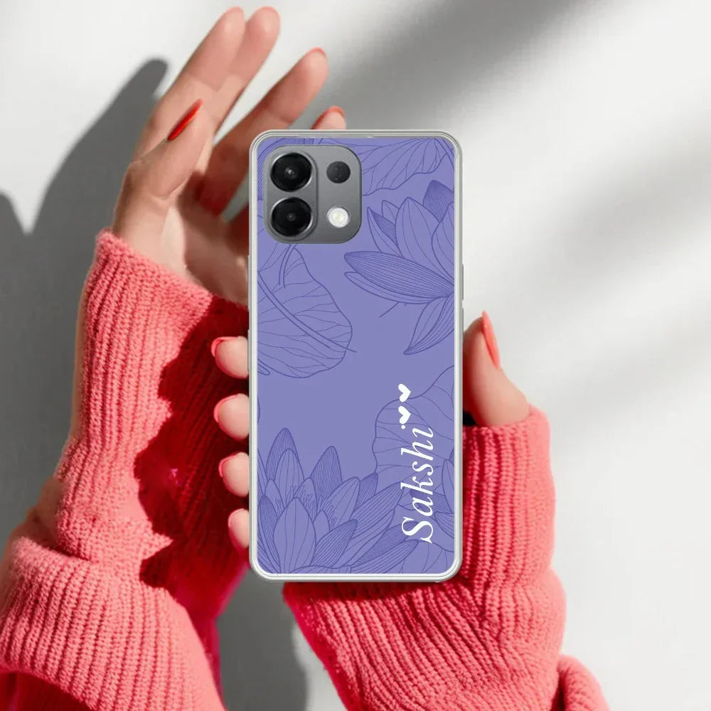 Customized luxury Purple leaves Transparent Silicon Case For Oppo F27 Pro Plus 5G