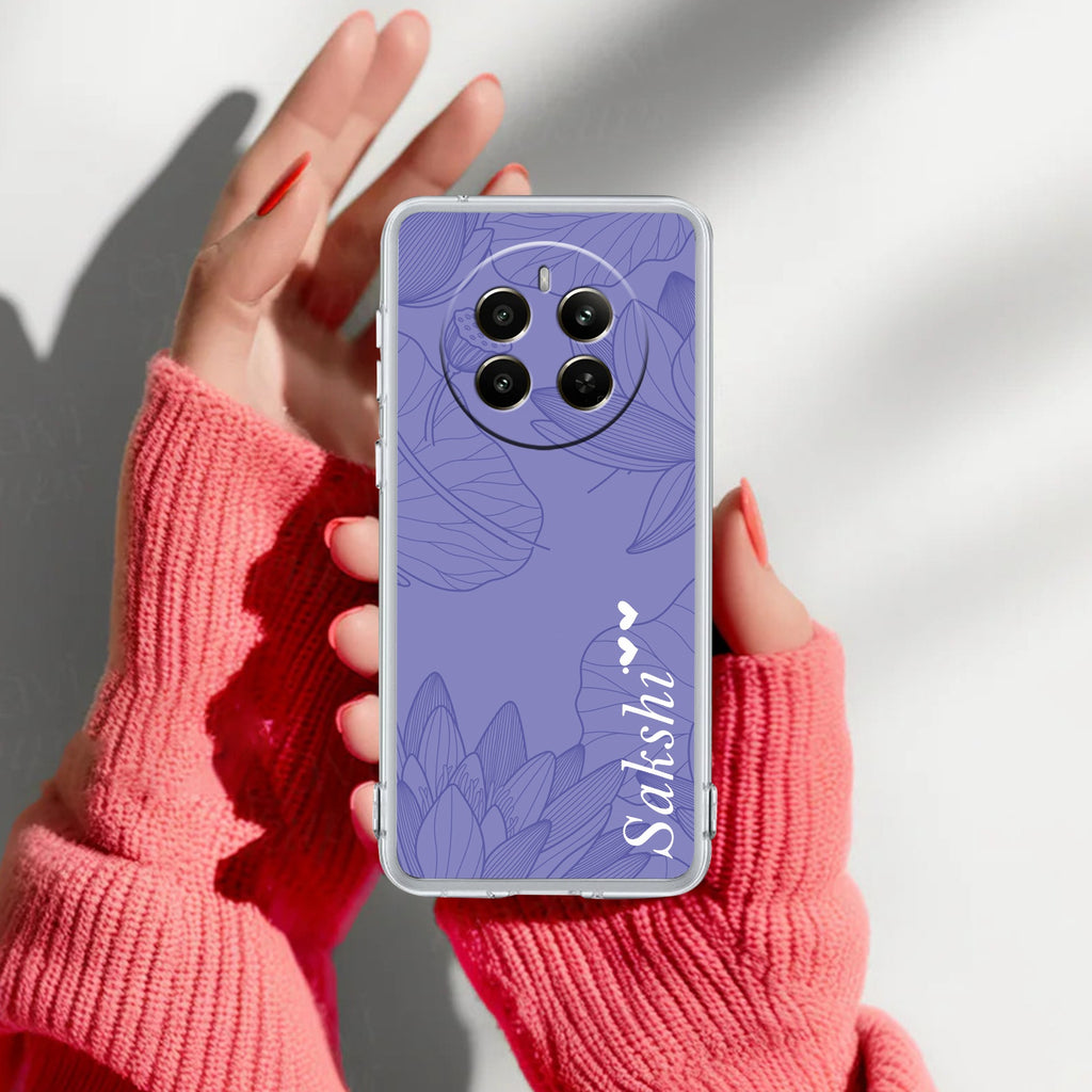 Customized luxury Purple leaves Transparent Silicon Case For Realme P3x 5G