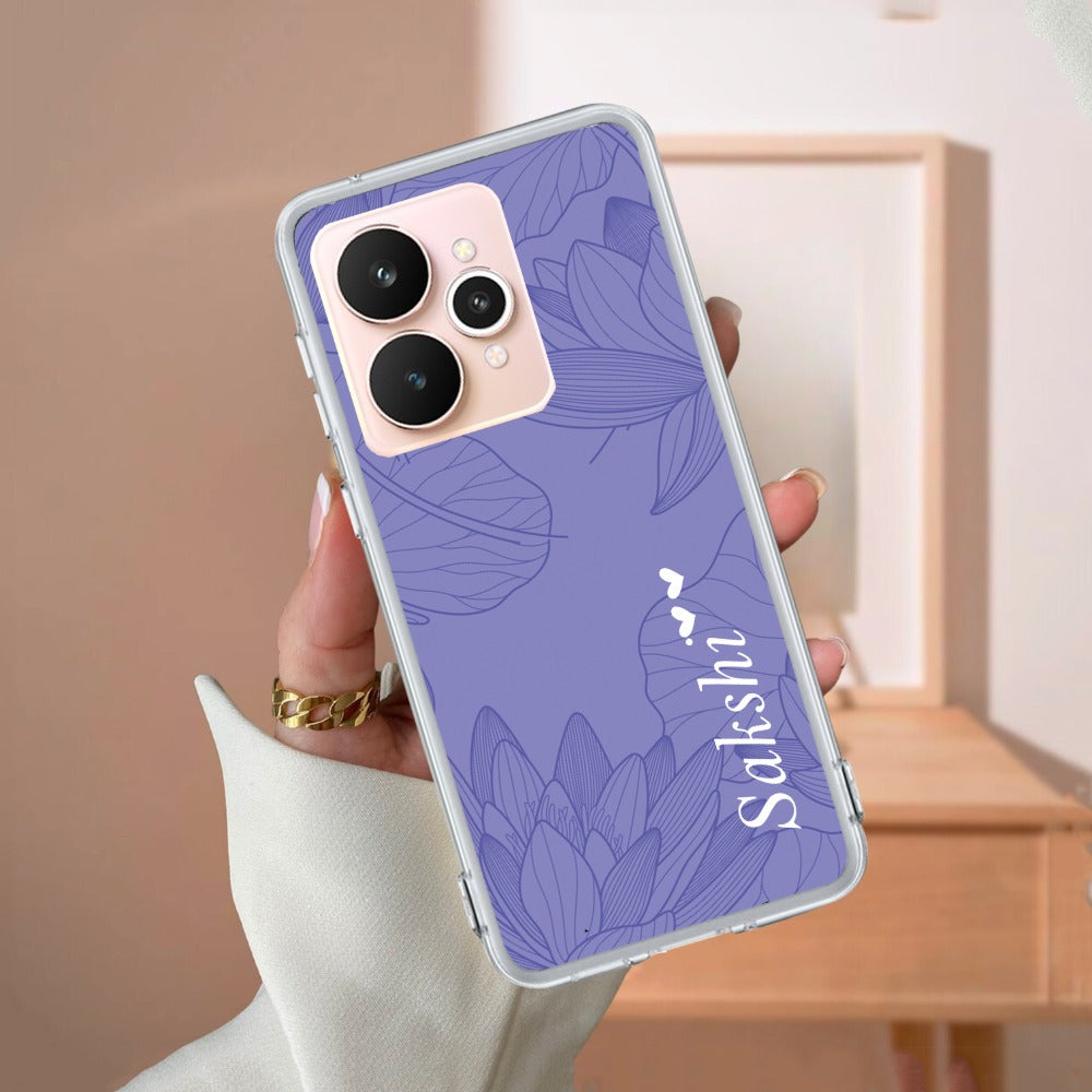 Customized luxury Purple leaves Transparent Silicon Case For Realme/Narzo