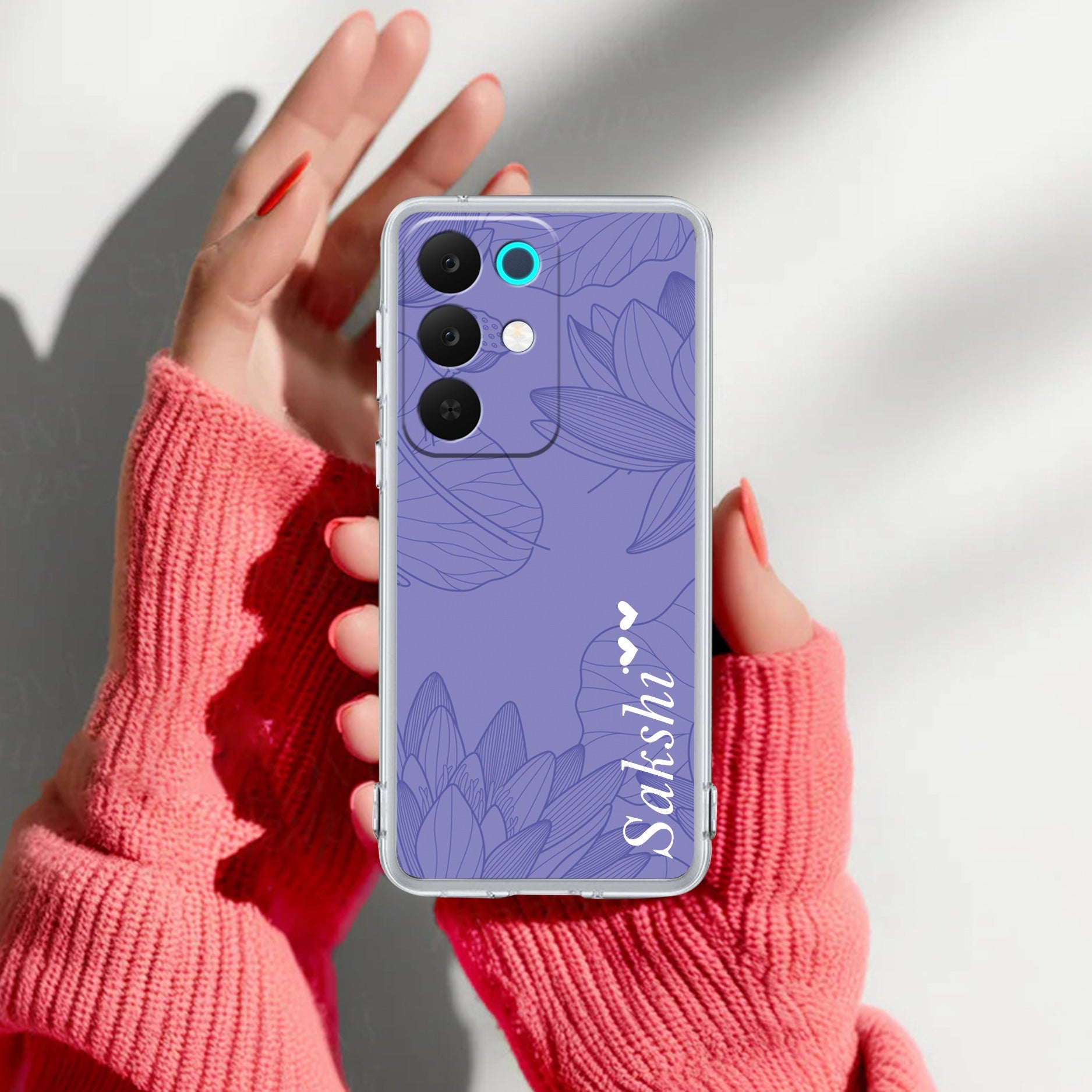 Customized luxury Purple leaves Transparent Silicon Case ForRealme 15X 5G