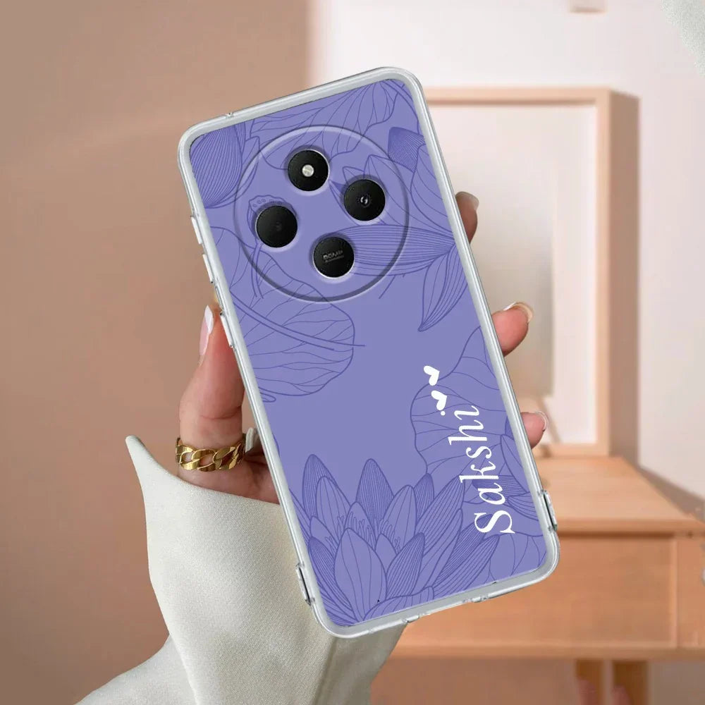 Customized luxury Purple leaves Transparent Silicon Case For Redmi 14C 5G