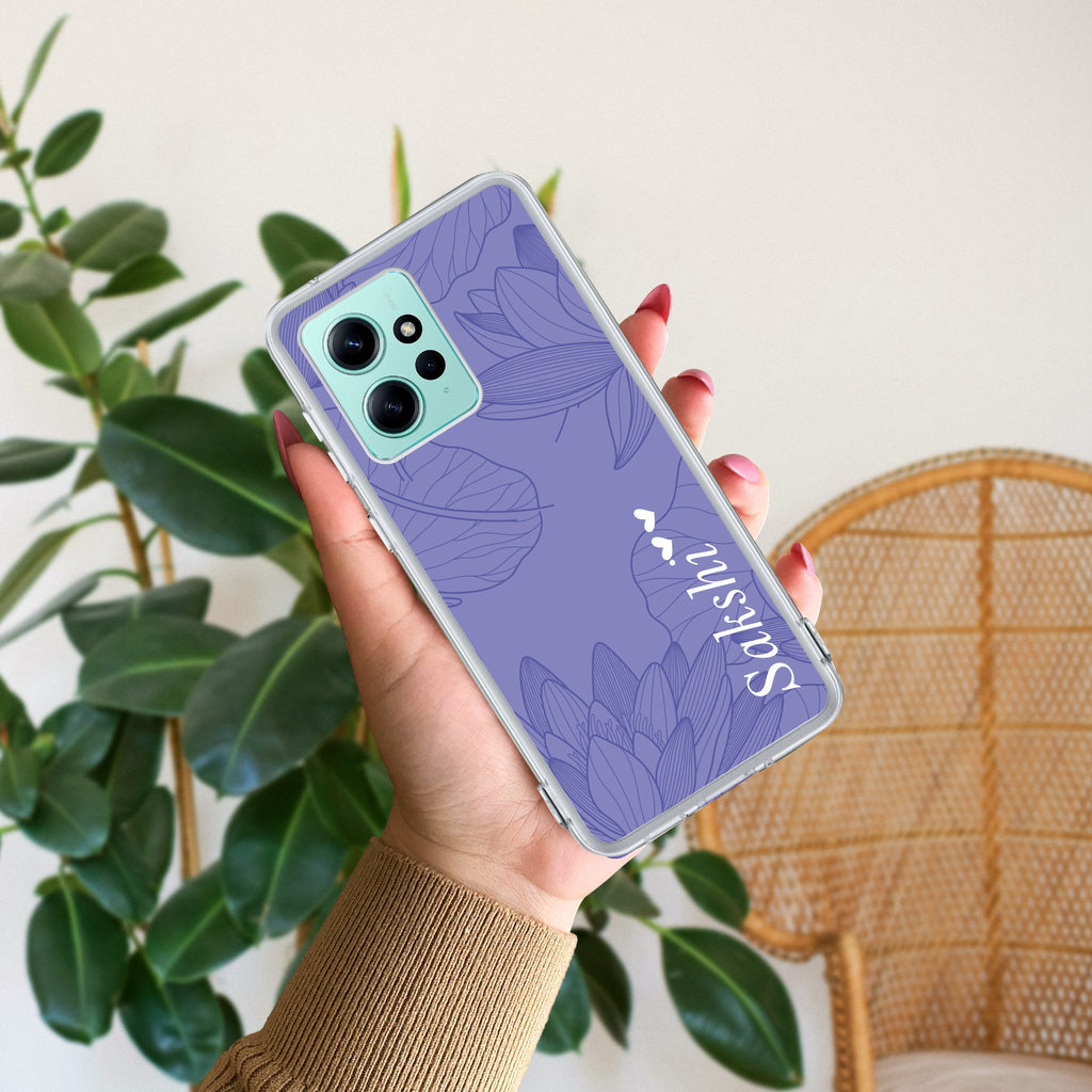 Customized luxury Purple leaves Transparent Silicon Case For Redmi Note 12 4G