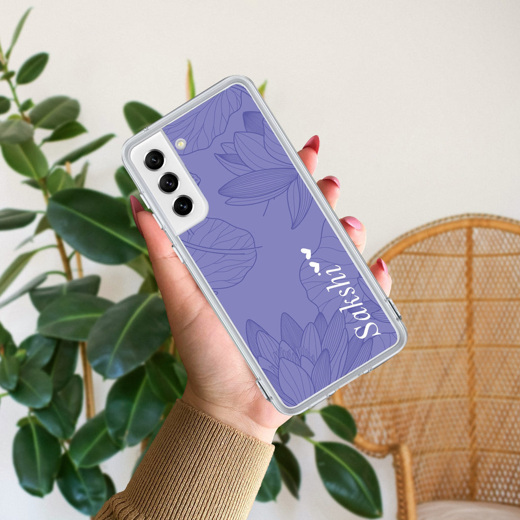 Customized luxury Purple leaves Anti Yellow Case ForSamsung Galaxy S22 5G