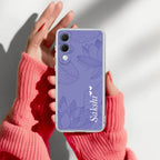 Customized luxury Purple leaves Transparent Silicon Case For Samsung Galaxy S25 Plus 5G