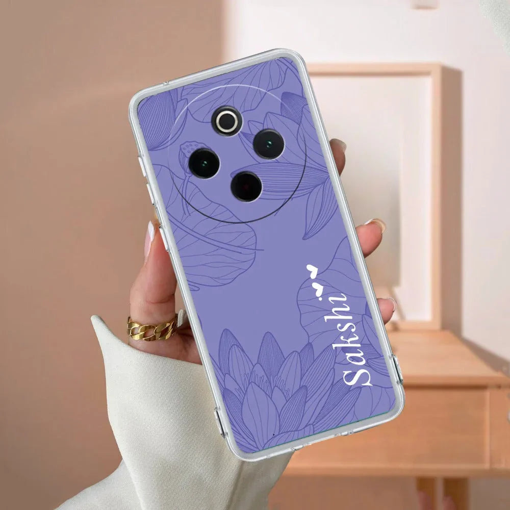 Customized luxury Purple leaves Transparent Silicon Case For Vivo - ShopOnCliQ