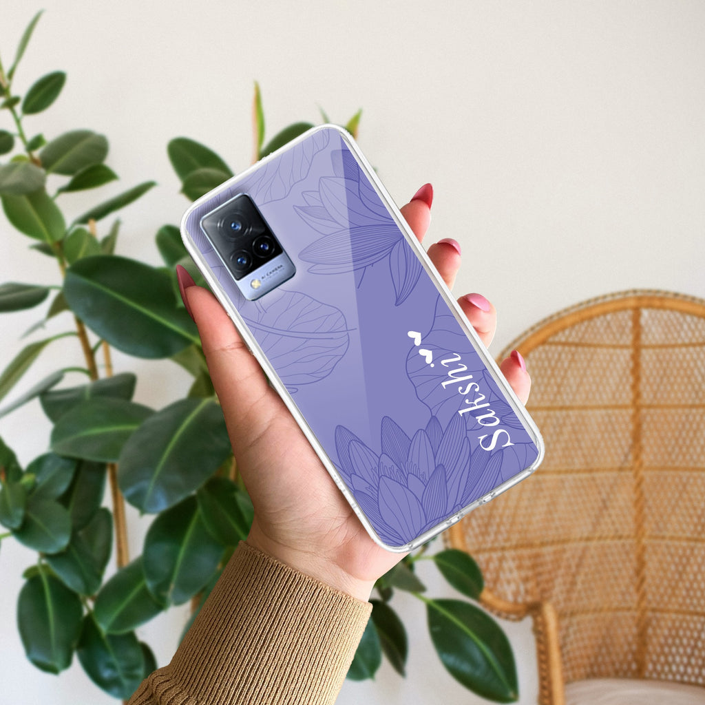 Customized luxury Purple leaves Anti Yellow Case ForVivo V21 5G