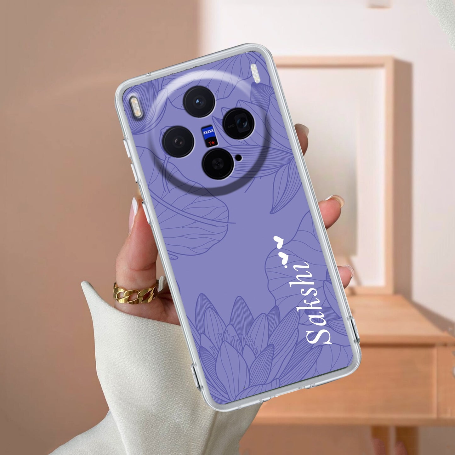 Customized luxury Purple leaves Transparent Silicon Case For Vivo