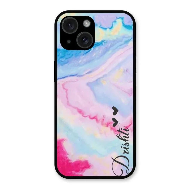 Customized Rainbow Glossy Metal Case Cover For iPhone 15