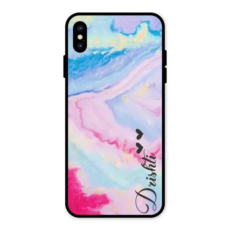 Customized Rainbow Glossy Metal Case Cover For iPhone XS Max