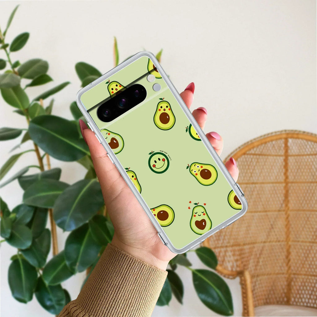 Cute Avocado Transparent Silicon Case For Google Pixel 8 Pro 5G