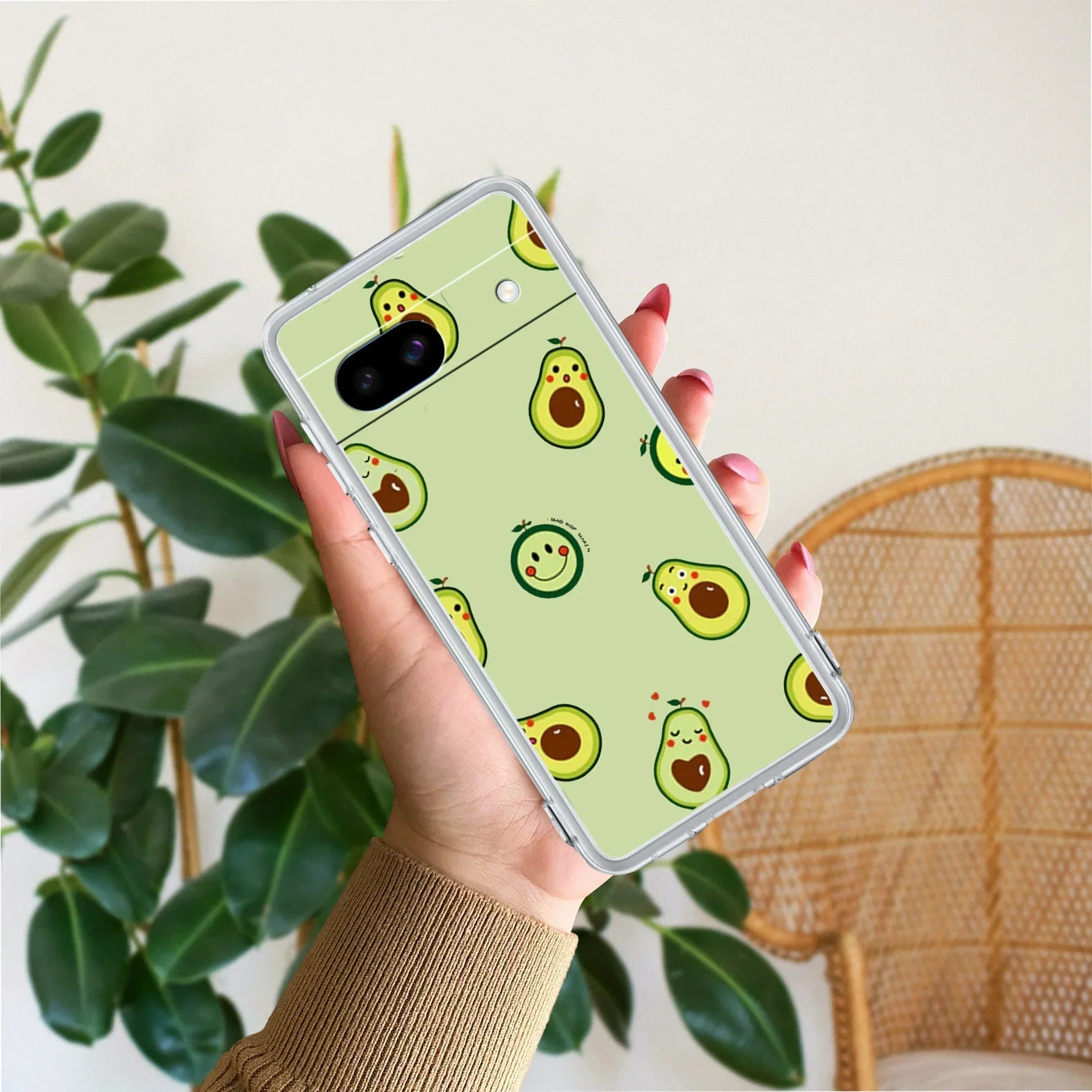 Cute Avocado Transparent Silicon Case For Google Pixel 8a 5G