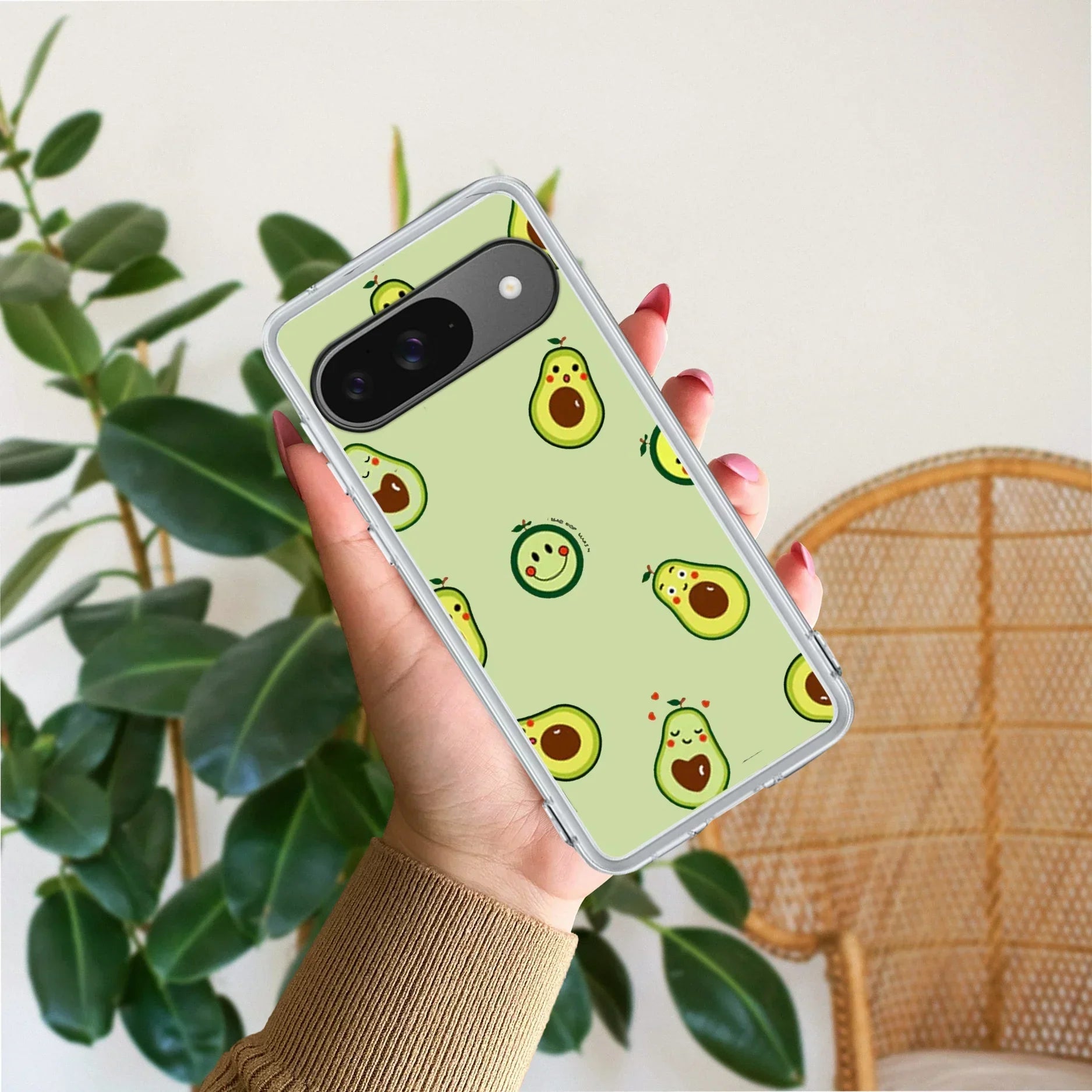 Cute Avocado Transparent Silicon Case For Google Pixel 9