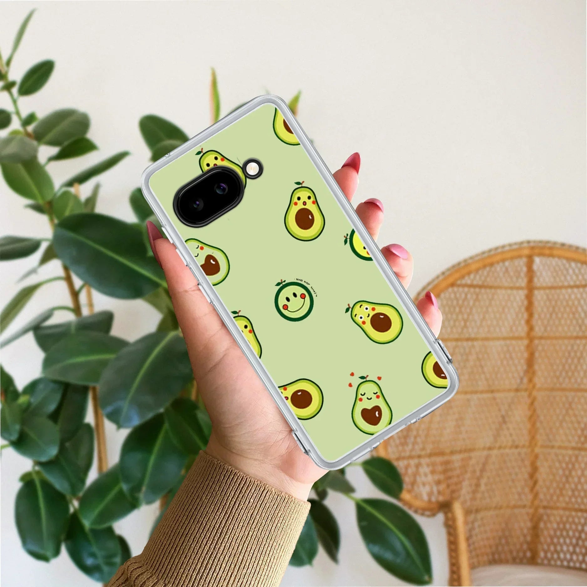 Cute Avocado Transparent Silicon Case For Google Pixel 10a 5G