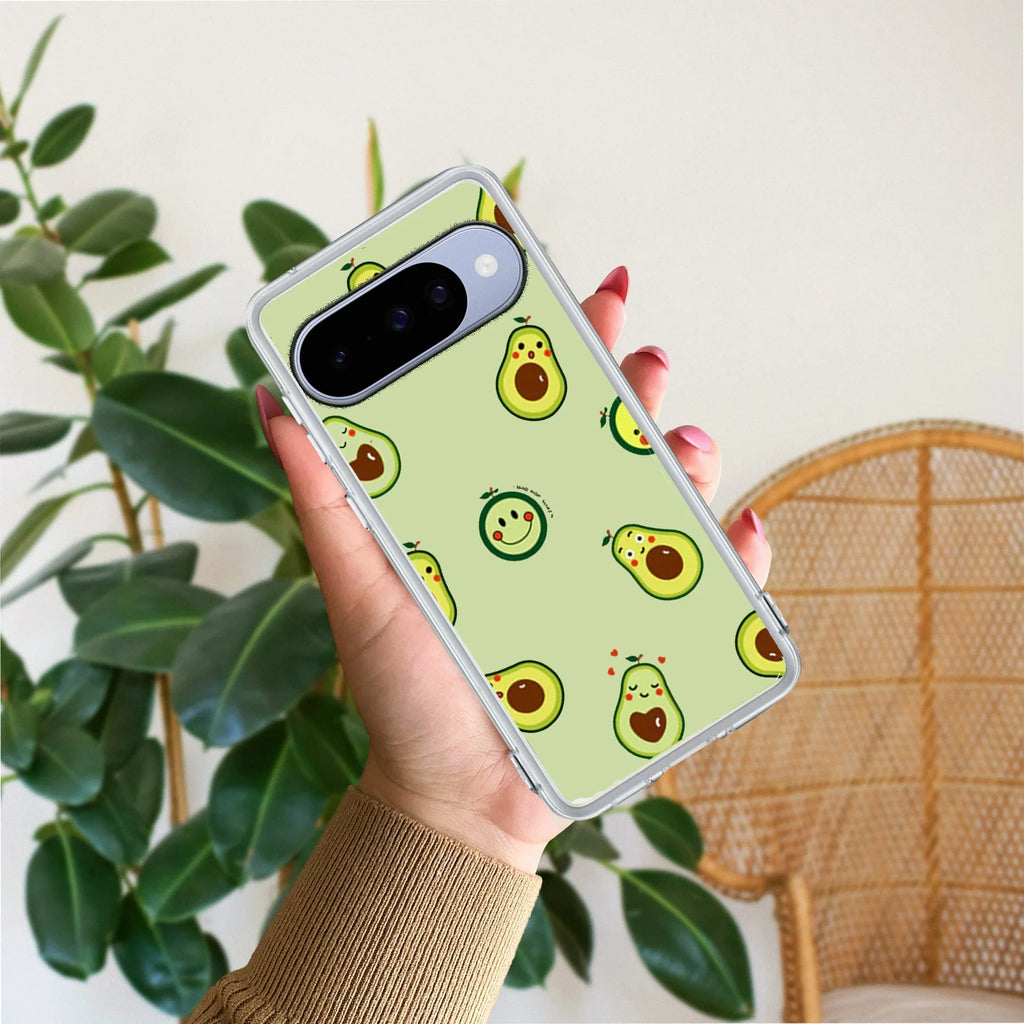 Cute Avocado Transparent Silicon Case For Google Pixel 10
