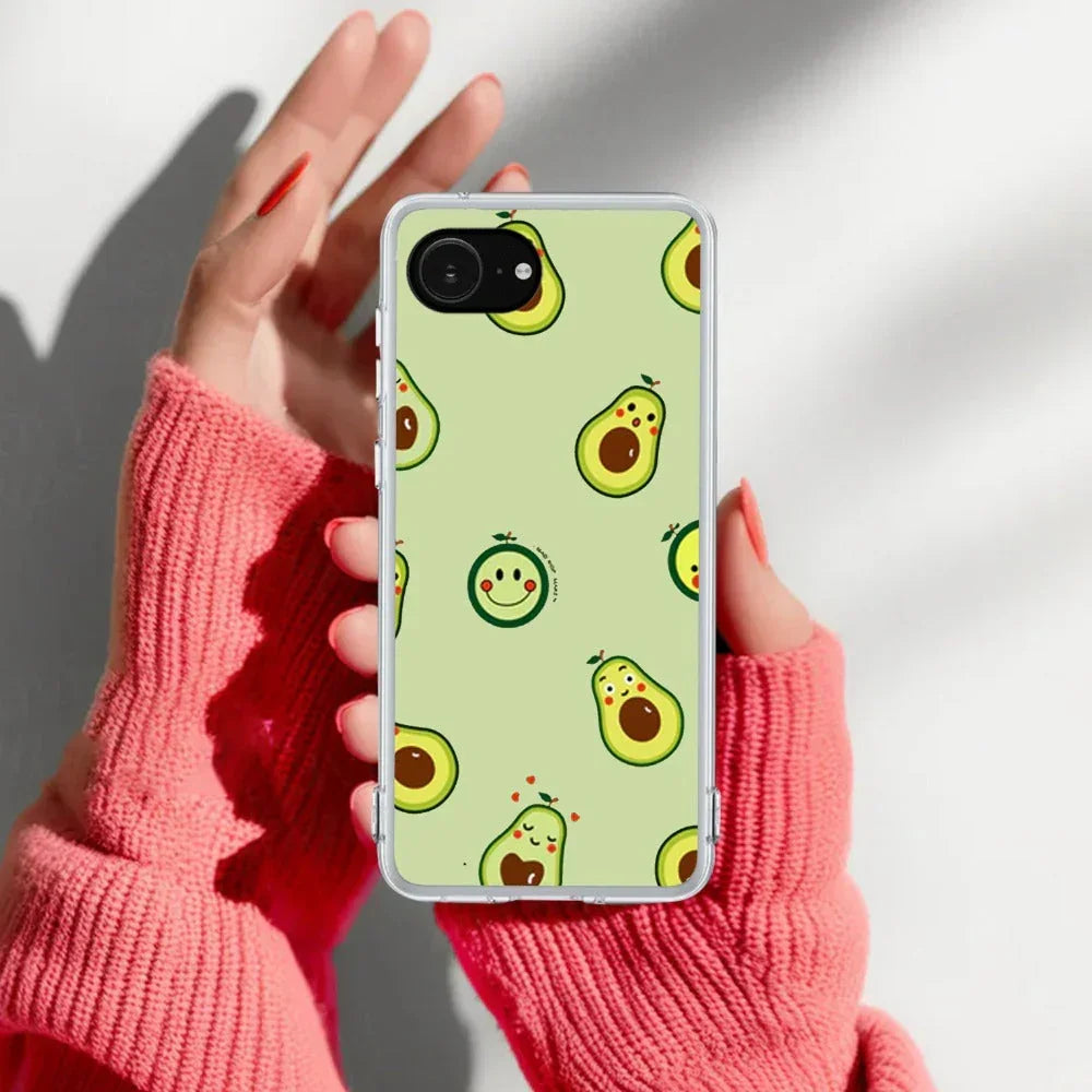 Cute Avocado Transparent Silicon Case For Google Pixel 10