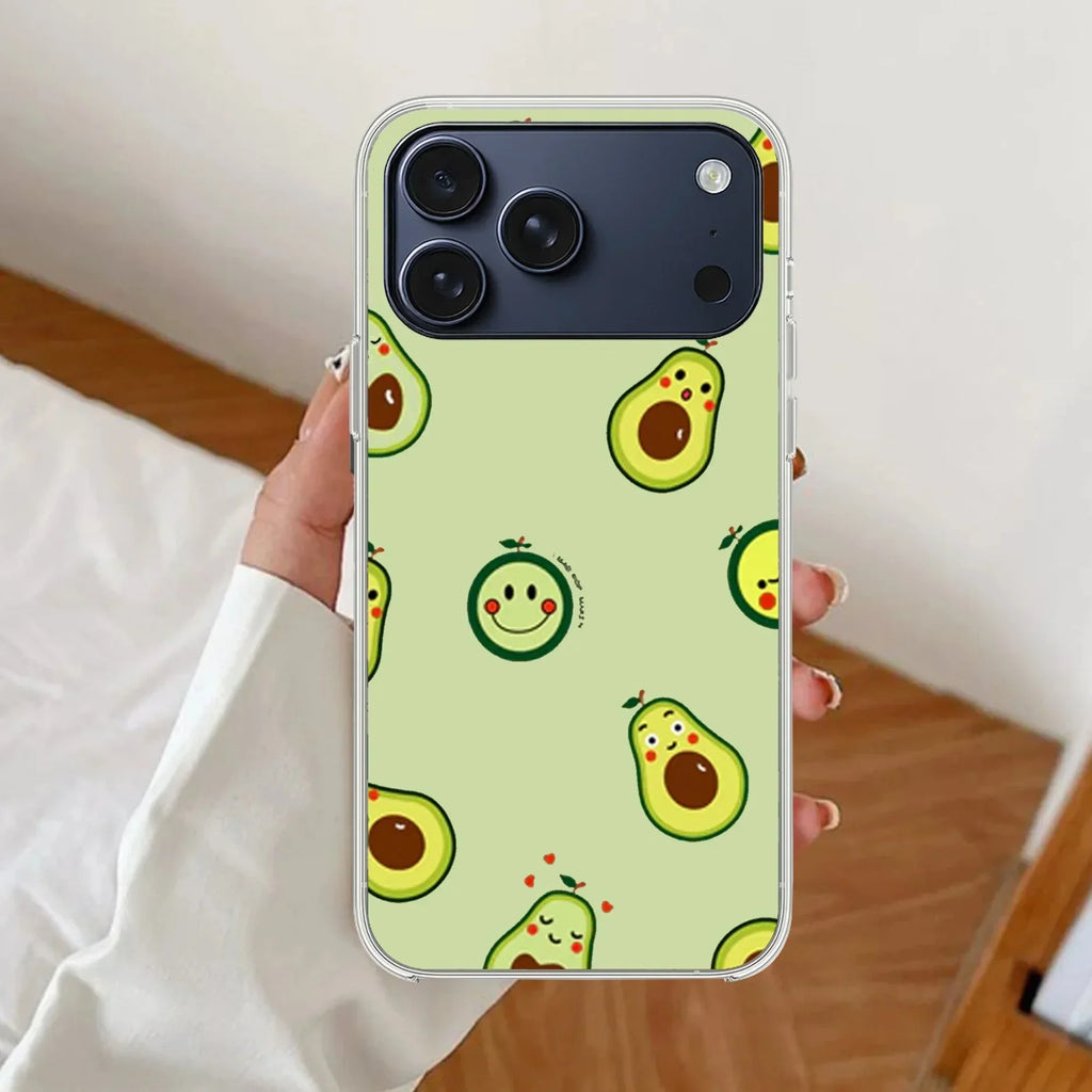 Cute Avocado Anti Yellow Clear Case For iPhone 17 Pro Max