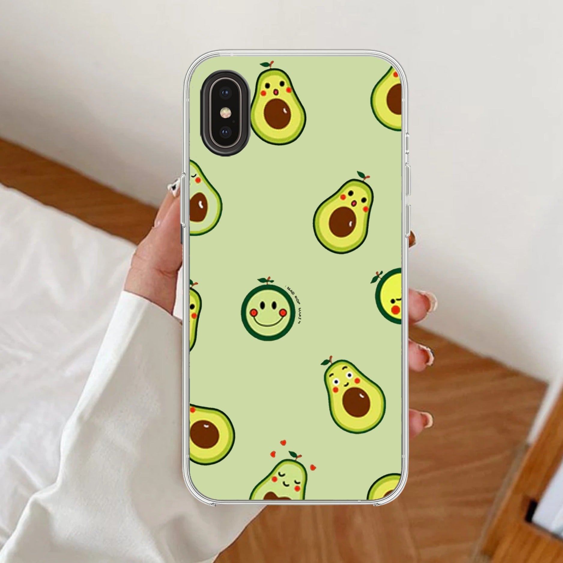 Cute Avocado Anti Yellow Clear Case For iPhone Xs Max