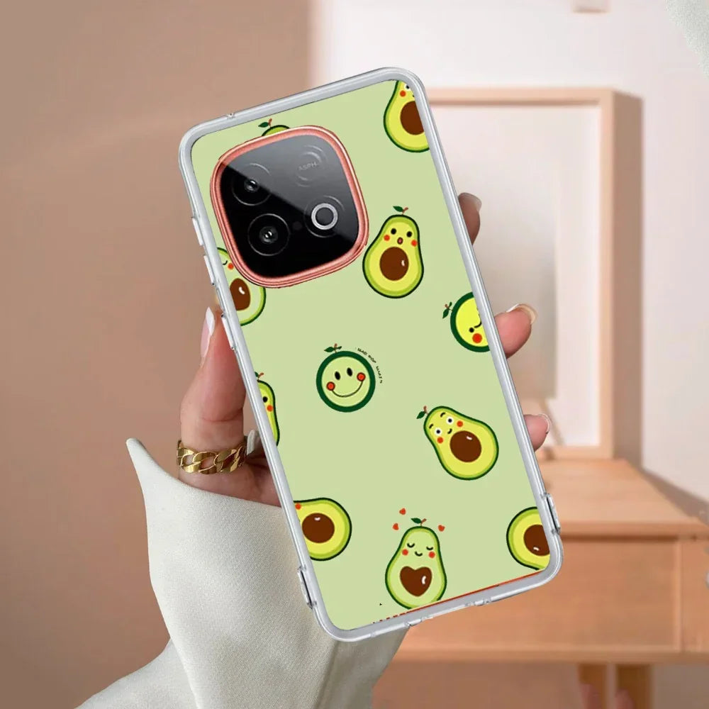 Cute Avocado Transparent Silicon Case For iQOO Z10R 5G