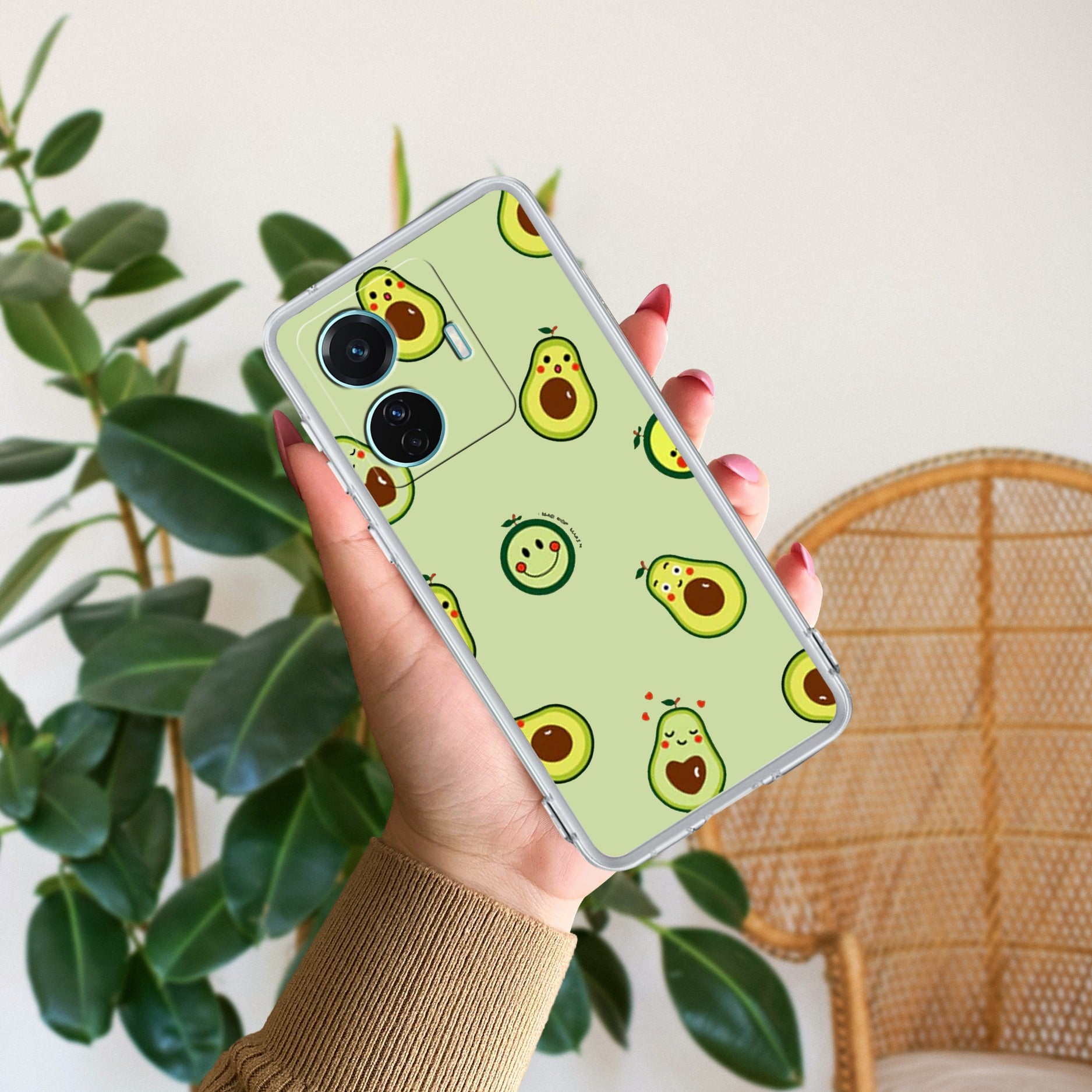 Cute Avocado Transparent Silicon Case For iQOO Z6 Pro 5G