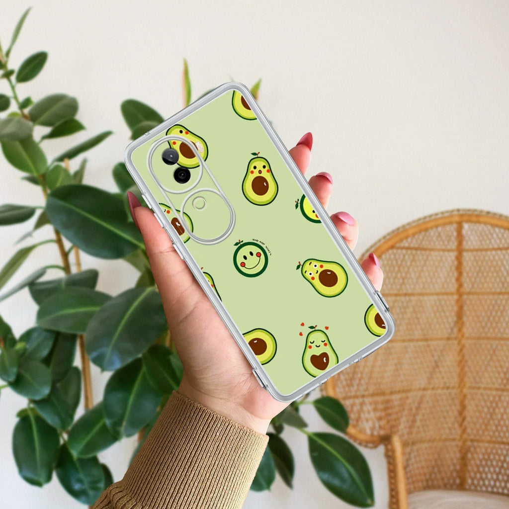 Cute Avocado Transparent Silicon Case For Vivo V30e 5G