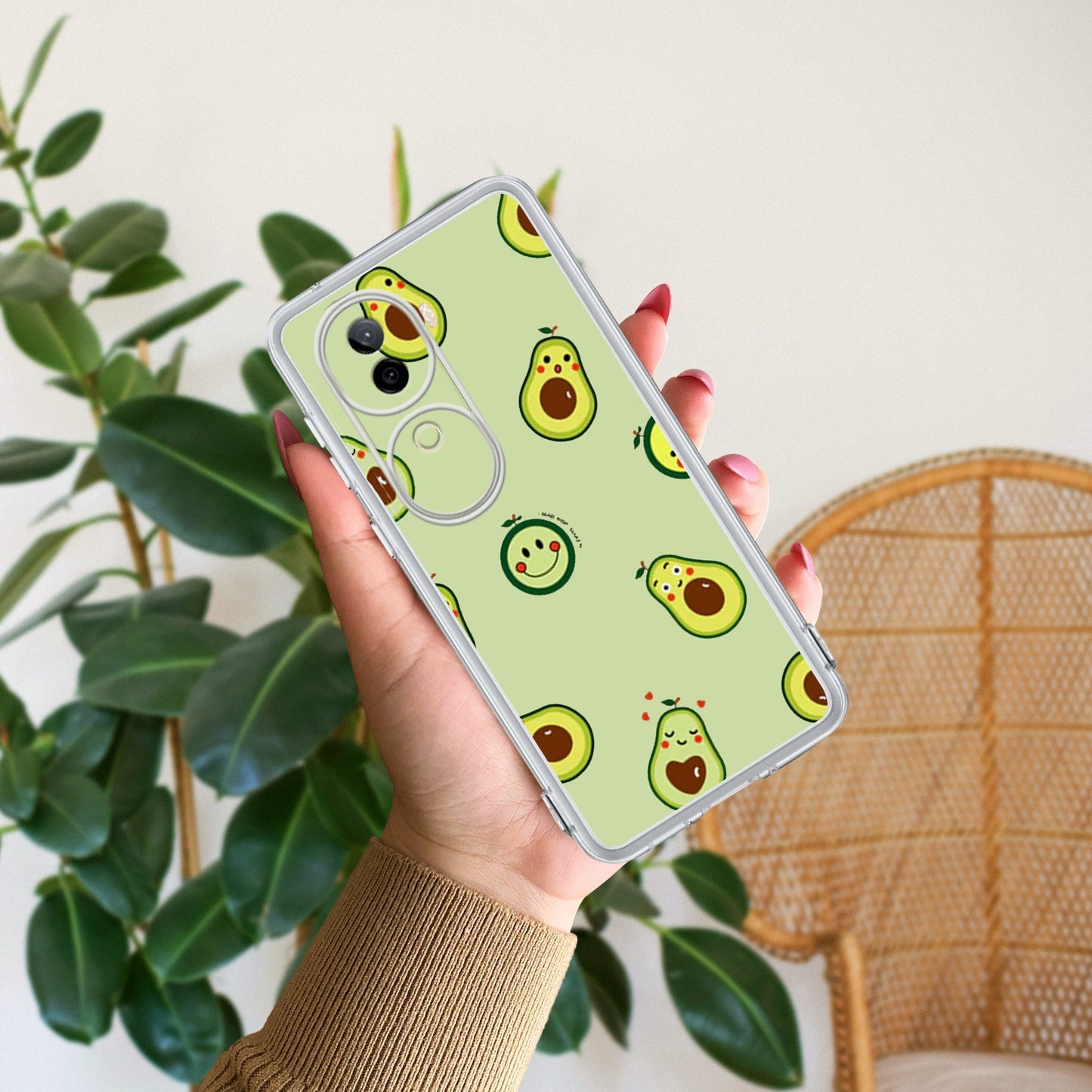 Cute Avocado Transparent Silicon Case For Vivo