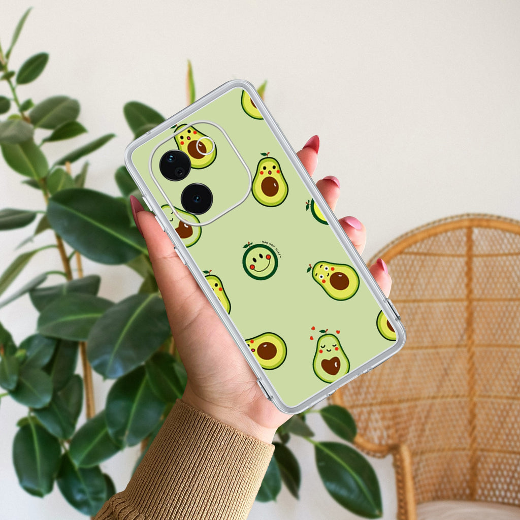 Cute Avocado Transparent Silicon Case For Vivo T3 Pro 5G