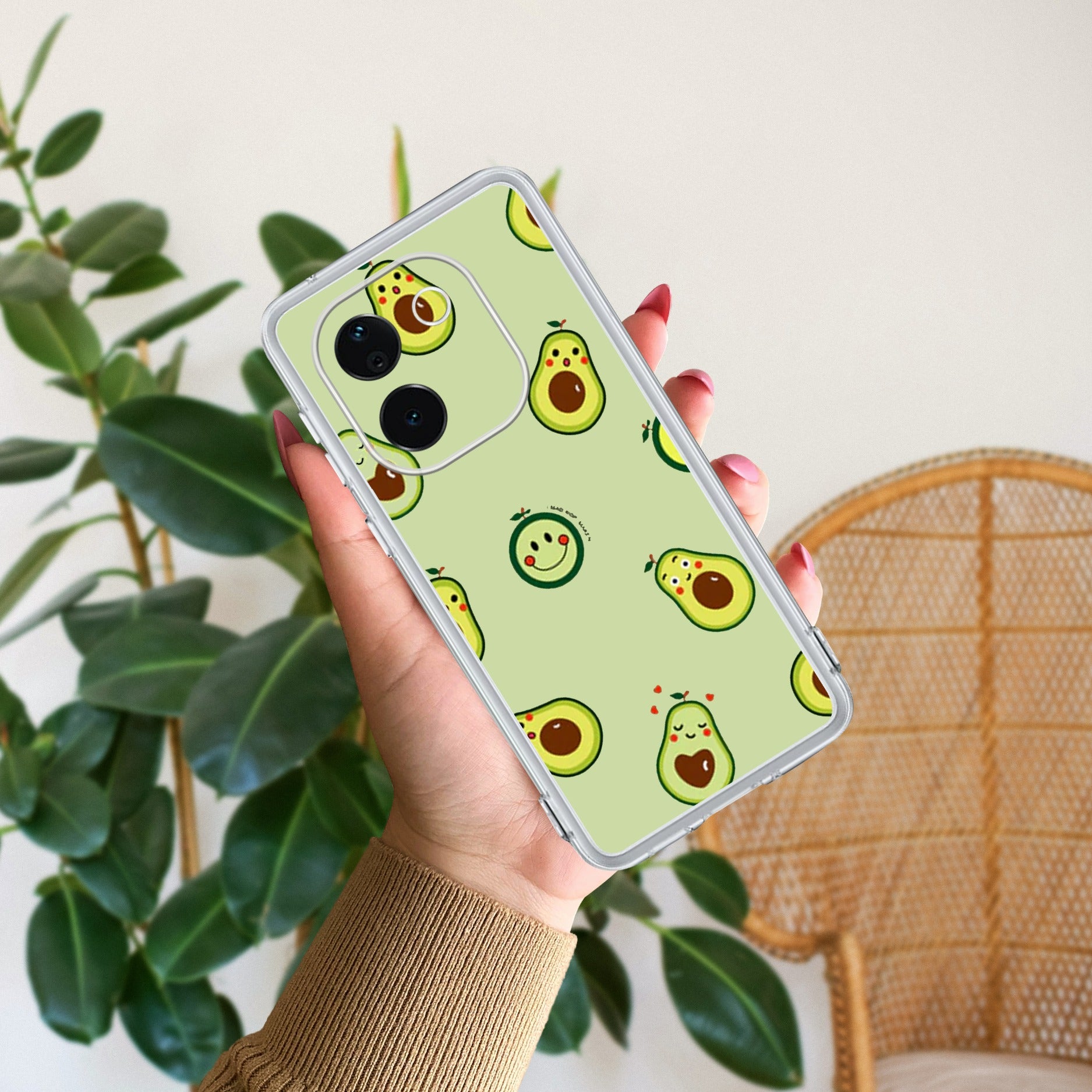 Cute Avocado Transparent Silicon Case For Vivo T3 Pro 5G